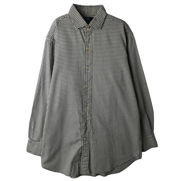 Ralph Lauren POLO by Ralph Lauren long-sleeved cotton check shirt, made in Hong Kong, men's size M, wide collar cotton black type Vintage Second Hand