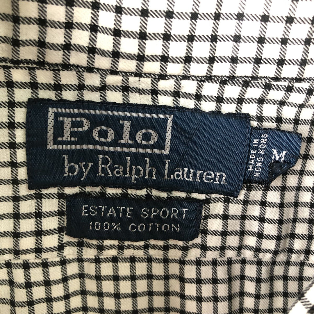 Ralph Lauren POLO by Ralph Lauren long-sleeved cotton check shirt, made in Hong Kong, men's size M, wide collar cotton black type Vintage Second Hand