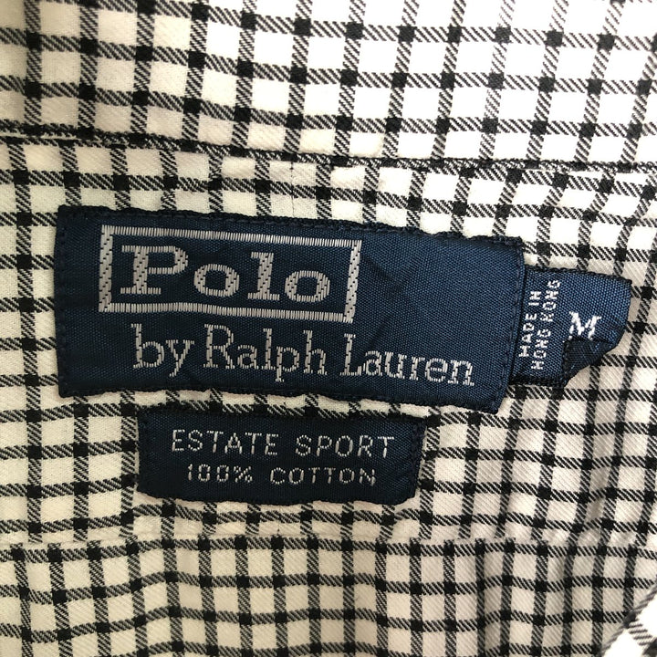 Ralph Lauren POLO by Ralph Lauren long-sleeved cotton check shirt, made in Hong Kong, men's size M, wide collar cotton black type Vintage Second Hand