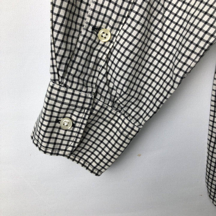 Ralph Lauren POLO by Ralph Lauren long-sleeved cotton check shirt, made in Hong Kong, men's size M, wide collar cotton black type Vintage Second Hand