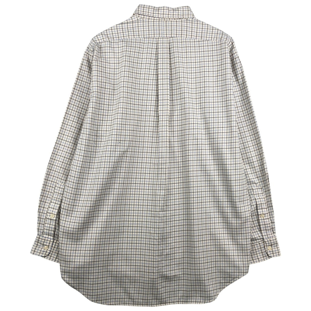 Ralph Lauren BLAIRE long sleeve button down check shirt, men's size L cotton white type Vintage Second Hand