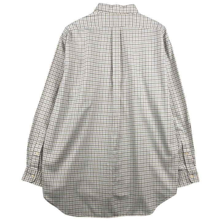 Ralph Lauren BLAIRE long sleeve button down check shirt, men's size L cotton white type Vintage Second Hand
