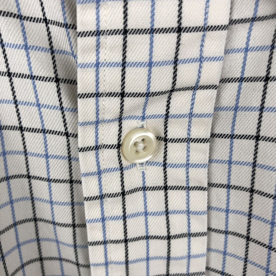 Ralph Lauren BLAIRE long sleeve button down check shirt, men's size L cotton white type Vintage Second Hand