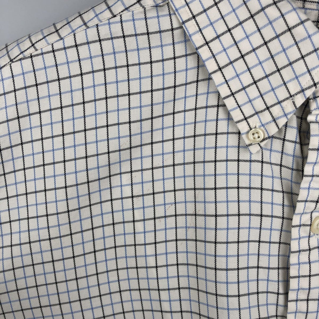 Ralph Lauren BLAIRE long sleeve button down check shirt, men's size L cotton white type Vintage Second Hand