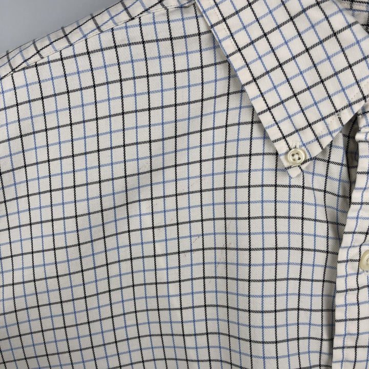 Ralph Lauren BLAIRE long sleeve button down check shirt, men's size L cotton white type Vintage Second Hand