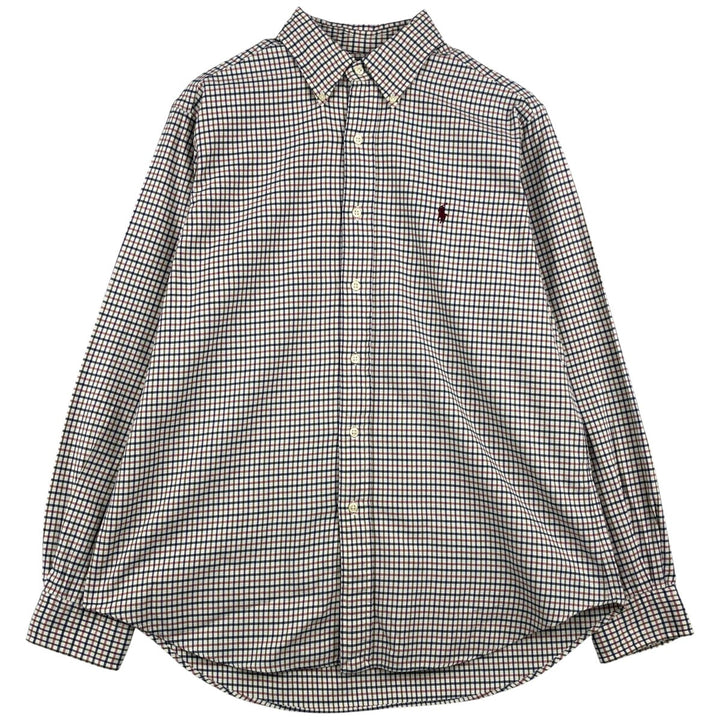 Ralph Lauren Classic Fit Long Sleeve Button Down Check Shirt, Men's Size L cotton white type Vintage Second Hand