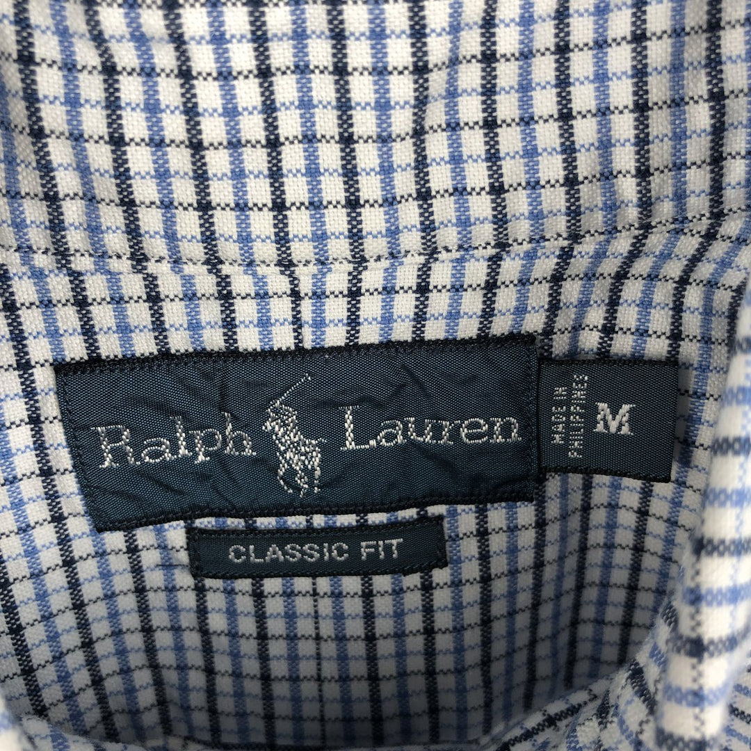 Ralph Lauren Classic Fit Long Sleeve Button Down Check Shirt Men's M cotton white type Vintage Second Hand