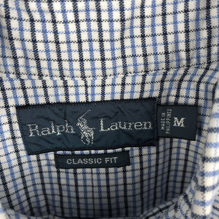 Ralph Lauren Classic Fit Long Sleeve Button Down Check Shirt Men's M cotton white type Vintage Second Hand