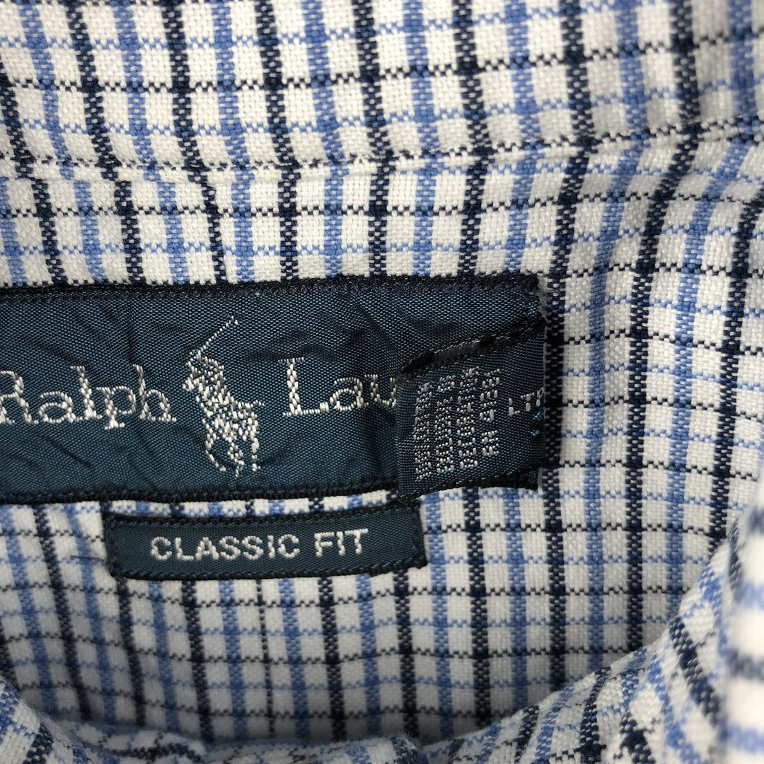 Ralph Lauren Classic Fit Long Sleeve Button Down Check Shirt Men's M cotton white type Vintage Second Hand