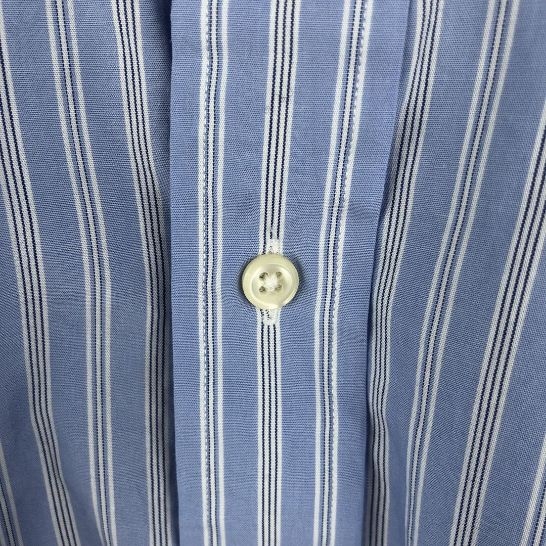 Ralph Lauren POLO by Ralph Lauren PHILIP Wide Collar Stripe Pattern Cleric Shirt with Cuffs, Men's Size L cotton Blue type light blue Vintage Second Hand