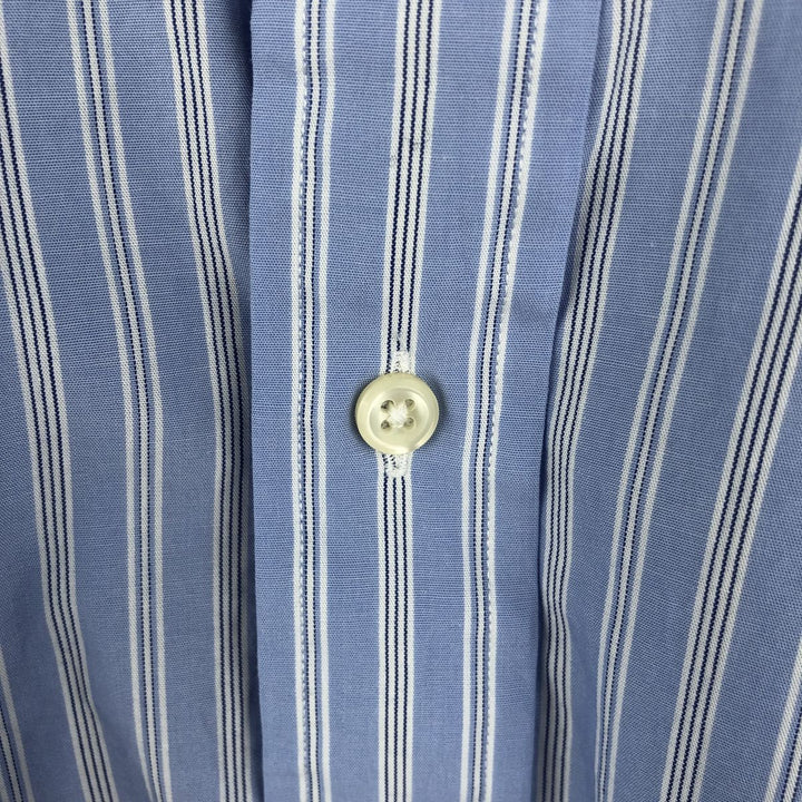 Ralph Lauren POLO by Ralph Lauren PHILIP Wide Collar Stripe Pattern Cleric Shirt with Cuffs, Men's Size L cotton Blue type light blue Vintage Second Hand