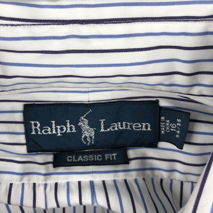 Ralph Lauren Classic Fit Long Sleeve Button Down Striped Shirt, Men's Size L cotton white type Vintage Second Hand
