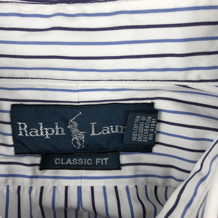 Ralph Lauren Classic Fit Long Sleeve Button Down Striped Shirt, Men's Size L cotton white type Vintage Second Hand