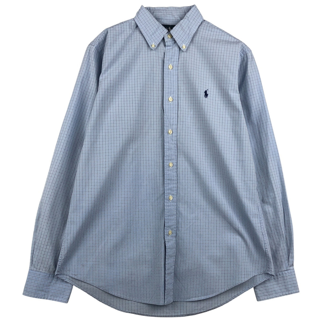 Ralph Lauren CUSTOM FIT long sleeve button down check shirt men's size M cotton Blue type light blue Vintage Second Hand