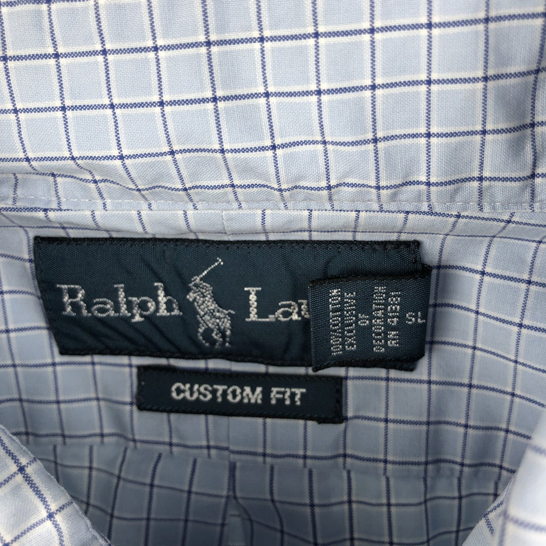 Ralph Lauren CUSTOM FIT long sleeve button down check shirt men's size M cotton Blue type light blue Vintage Second Hand