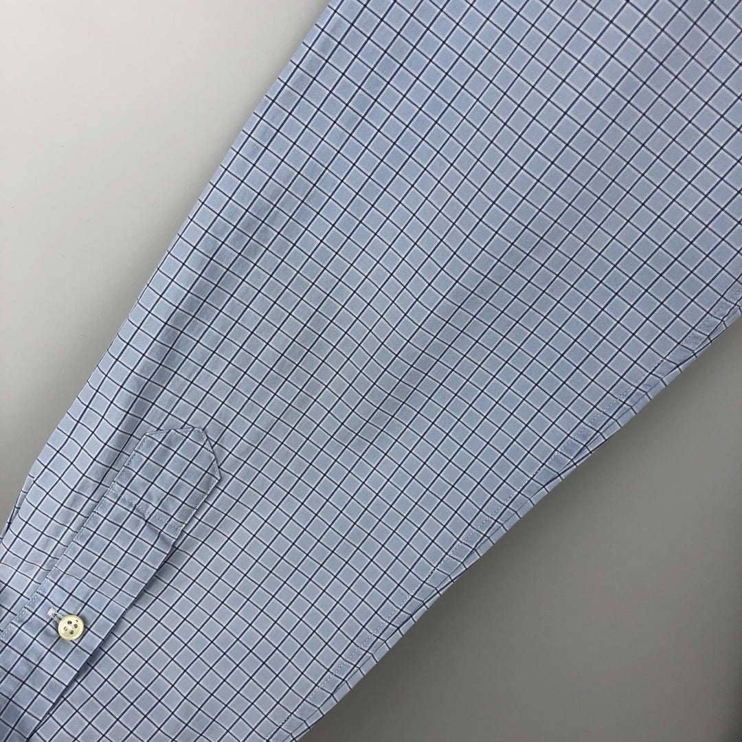 Ralph Lauren CUSTOM FIT long sleeve button down check shirt men's size M cotton Blue type light blue Vintage Second Hand