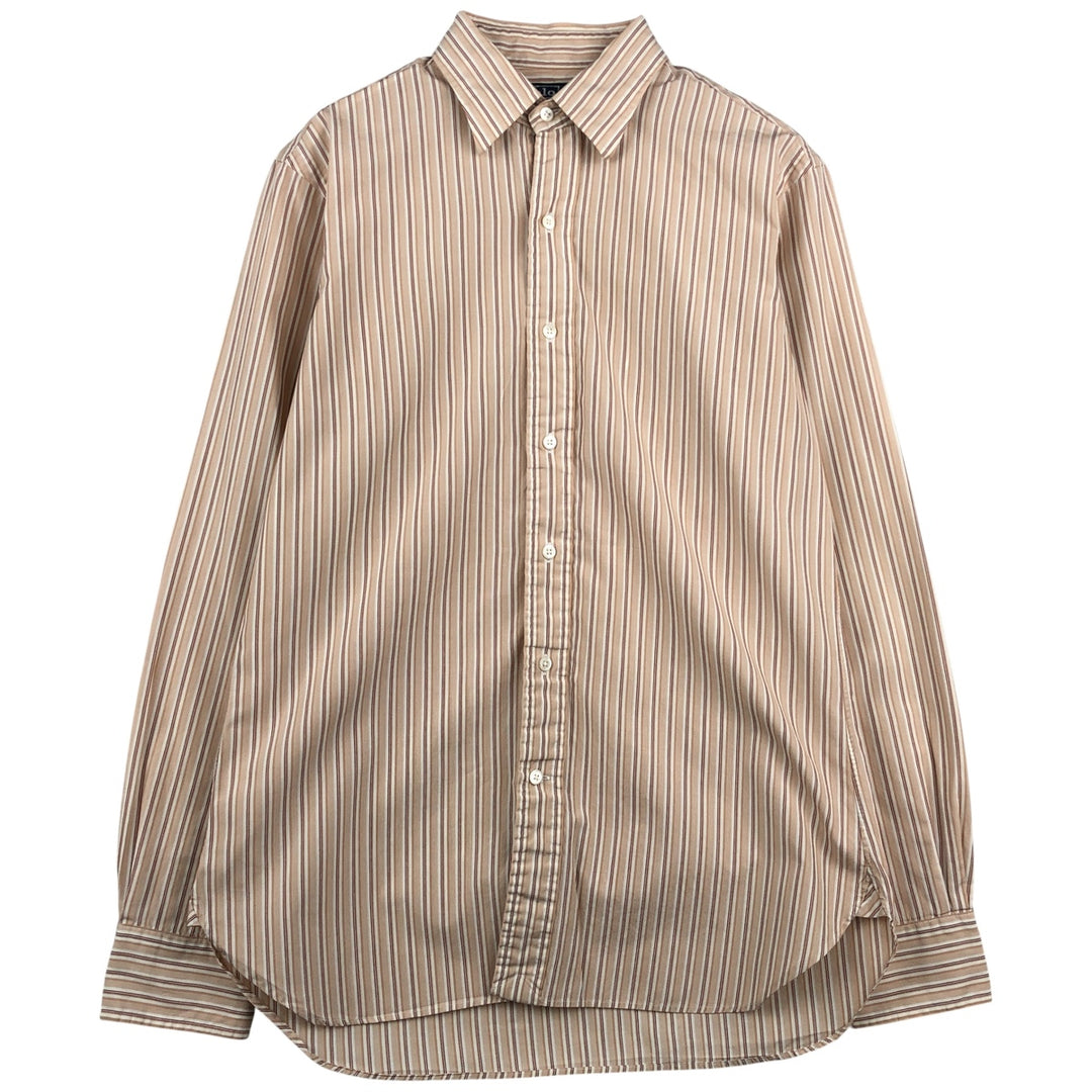 Ralph Lauren POLO by Ralph Lauren ANDREW Multi-Stripe Long Sleeve Cotton Striped Shirt, Men's Size M cotton beige type brown Vintage Second Hand
