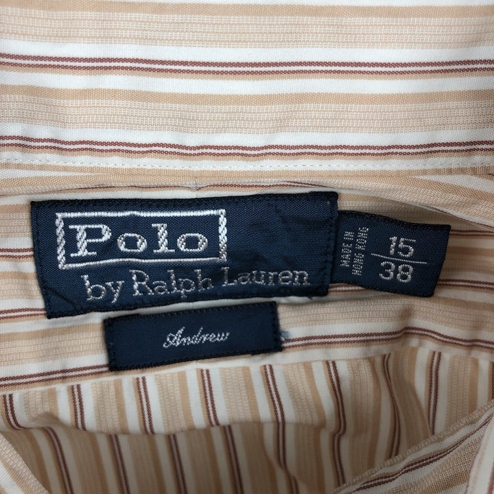 Ralph Lauren POLO by Ralph Lauren ANDREW Multi-Stripe Long Sleeve Cotton Striped Shirt, Men's Size M cotton beige type brown Vintage Second Hand