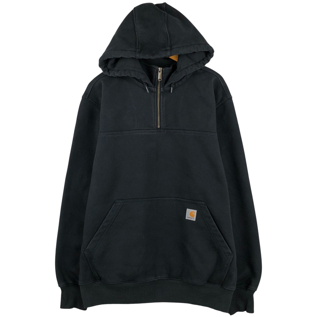 Carhartt Loose Fit Half-Zip Hoodie, Men's Size L cotton black type Vintage Second Hand