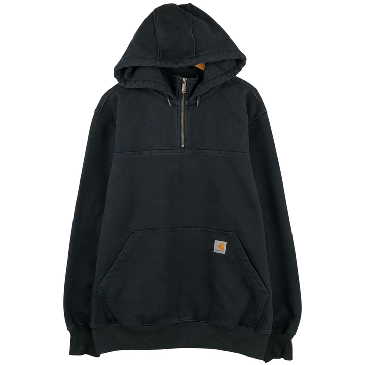 Carhartt Loose Fit Half-Zip Hoodie, Men's Size L cotton black type Vintage Second Hand