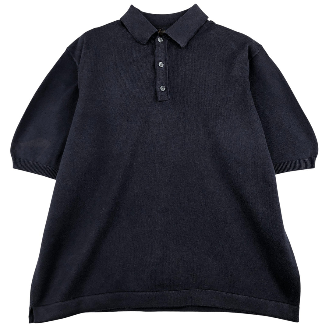 Vintage 1990'S Brooks Brothers 1818 short-sleeved polo knit sweater, size M, men's cotton navy blue type Vintage Second Hand