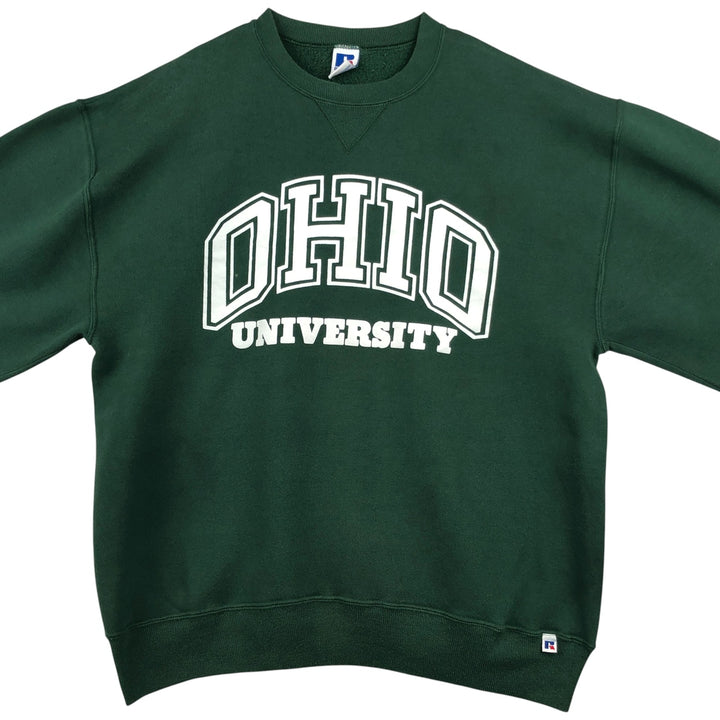 Vintage 1990'S Russell Athletic Ohio University college sweatshirt, made in the USA, size XL. cotton Green type dark green Vintage Second Hand