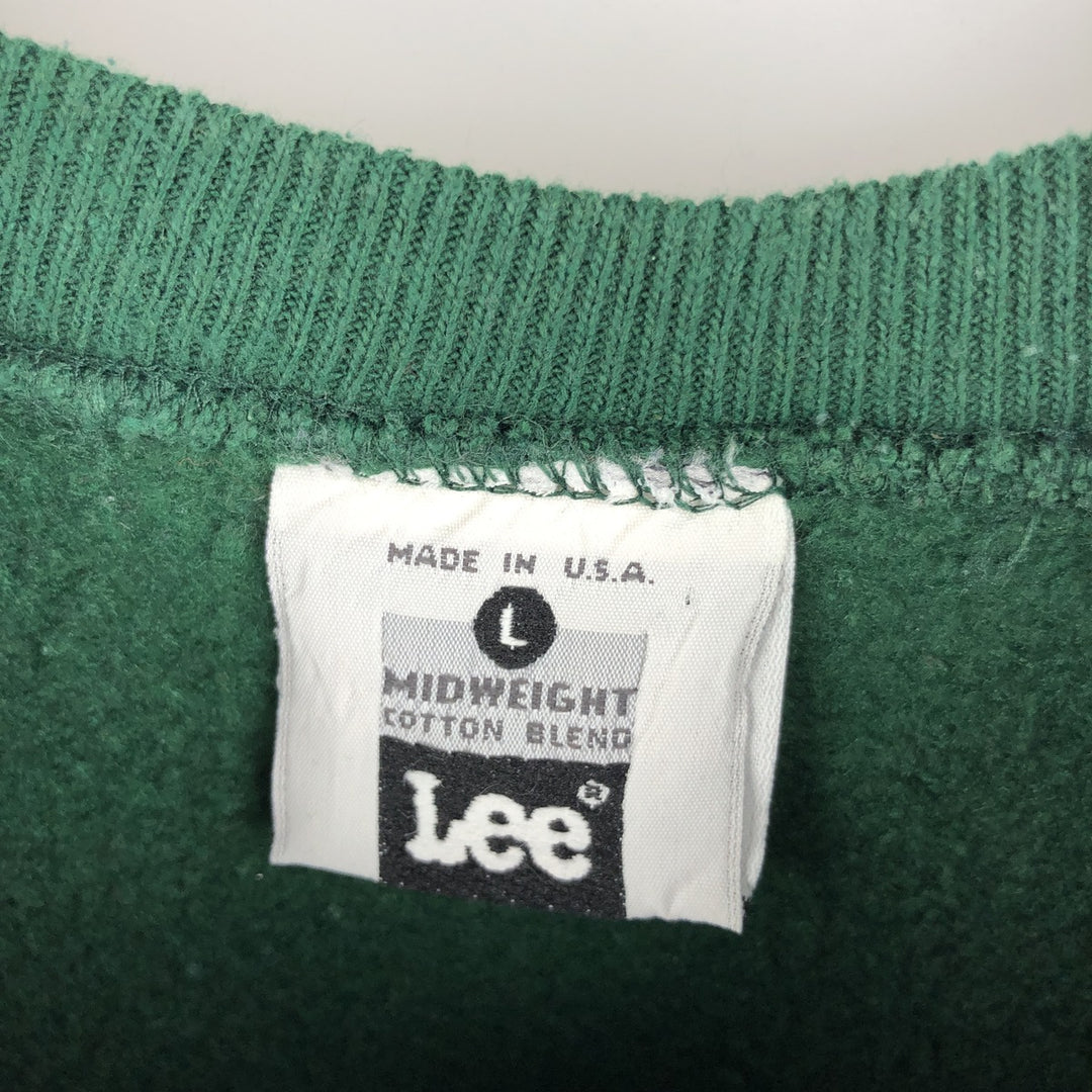90'S Lee Mid-Weight Michigan State University College Character Sweatshirt, Made in USA, Men's Size L cotton green type Vintage Second Hand