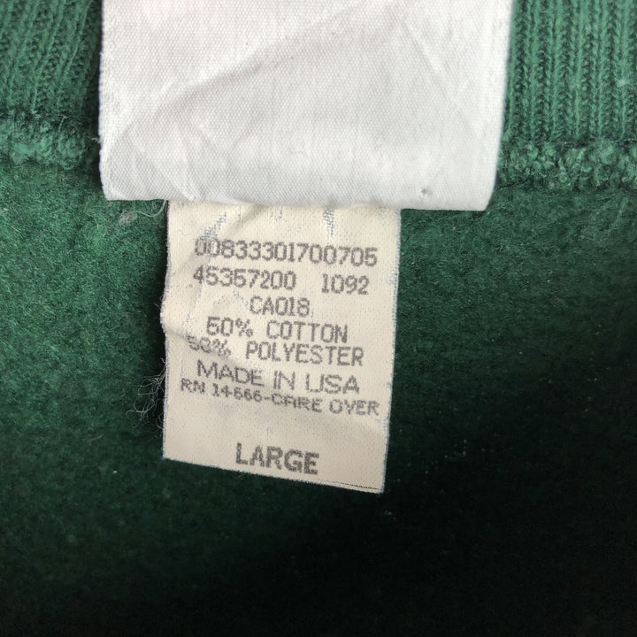 90'S Lee Mid-Weight Michigan State University College Character Sweatshirt, Made in USA, Men's Size L cotton green type Vintage Second Hand
