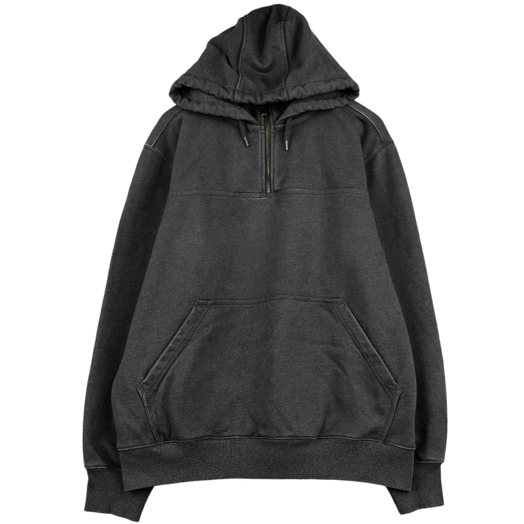 Carhartt ORIGINAL FIT sweatshirt half zip hoodie, men's size L cotton gray type Vintage Second Hand