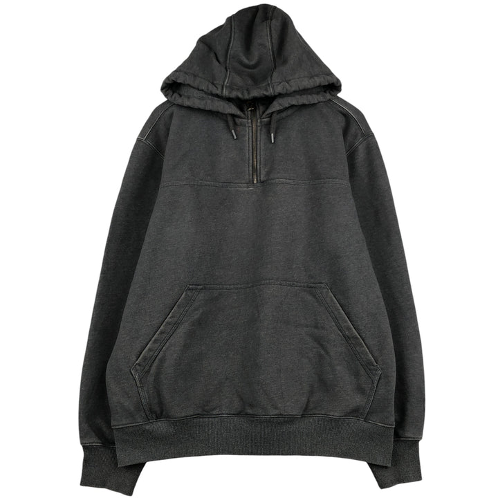 Carhartt ORIGINAL FIT sweatshirt half zip hoodie, men's size L cotton gray type Vintage Second Hand