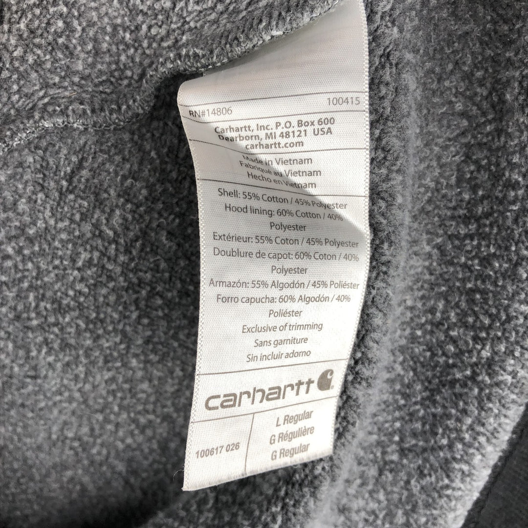 Carhartt ORIGINAL FIT sweatshirt half zip hoodie, men's size L cotton gray type Vintage Second Hand