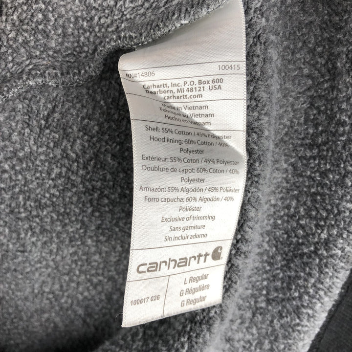 Carhartt ORIGINAL FIT sweatshirt half zip hoodie, men's size L cotton gray type Vintage Second Hand
