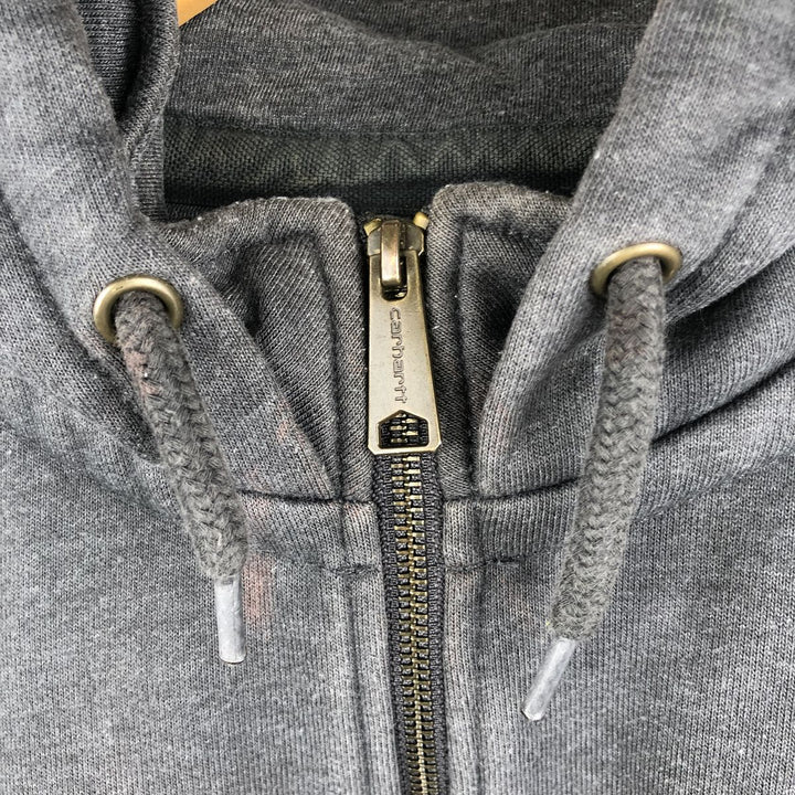Carhartt ORIGINAL FIT sweatshirt half zip hoodie, men's size L cotton gray type Vintage Second Hand