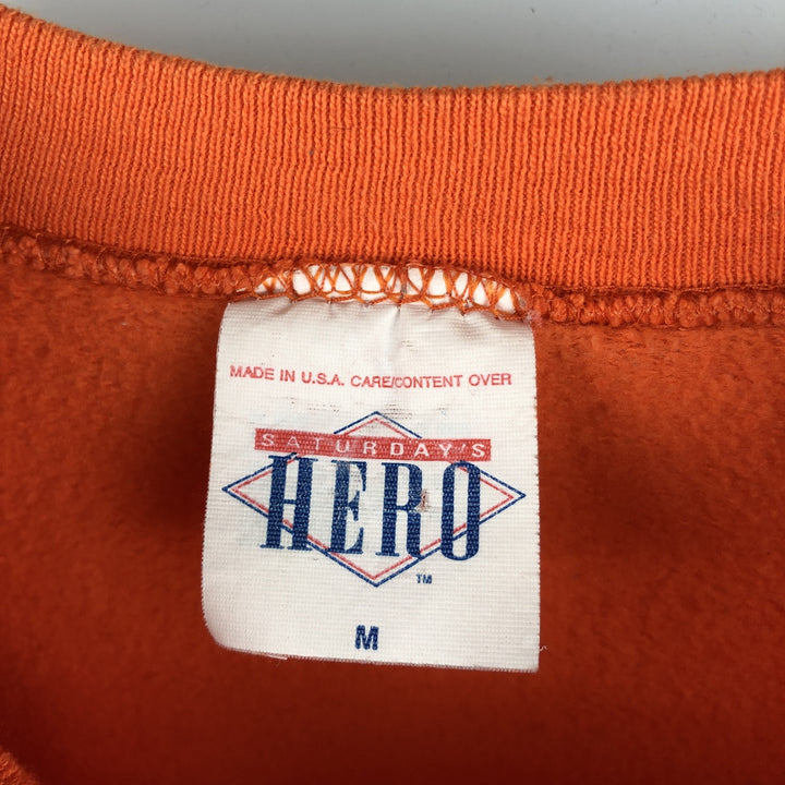 Vintage 90'S SATURDAY'S HERO college sweatshirt, made in the USA, size M, men's cotton orange type Vintage Second Hand