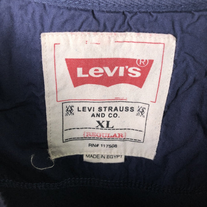 Levi's Henley neck long T-shirt, men's size XL cotton navy blue type Vintage Second Hand