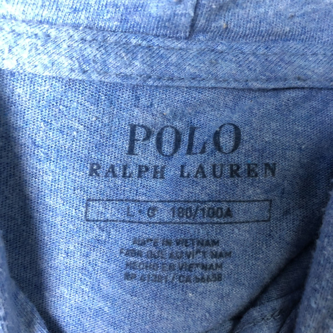 Ralph Lauren POLO RALPH LAUREN hooded long-sleeved T-shirt, men's size L cotton blue type Vintage Second Hand
