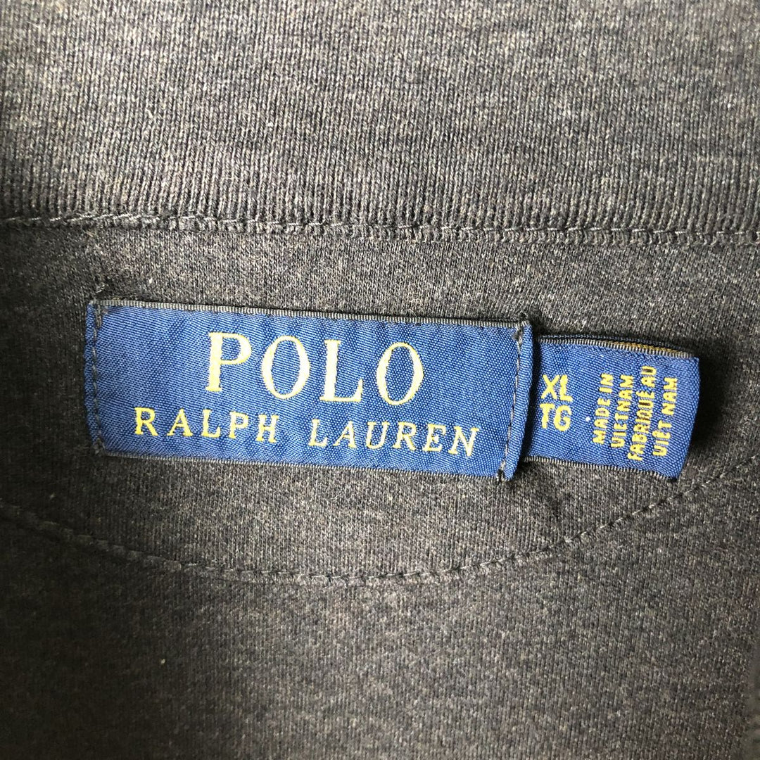 Ralph Lauren POLO RALPH LAUREN Half-Zip Long T-Shirt, Men's XL cotton black type Vintage Second Hand
