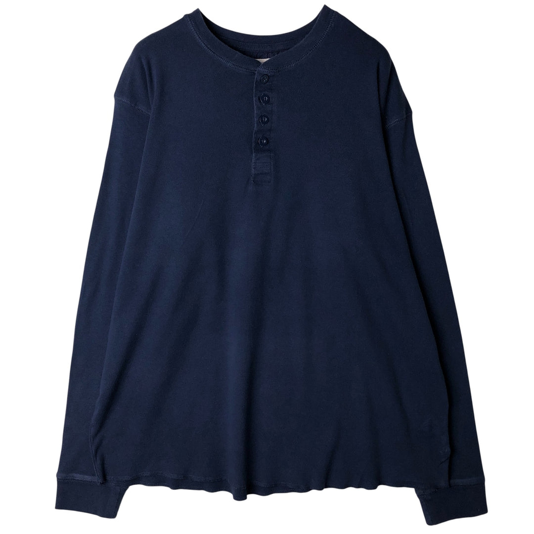 Levi's Henley neck long T-shirt, men's size L cotton navy blue type Vintage Second Hand