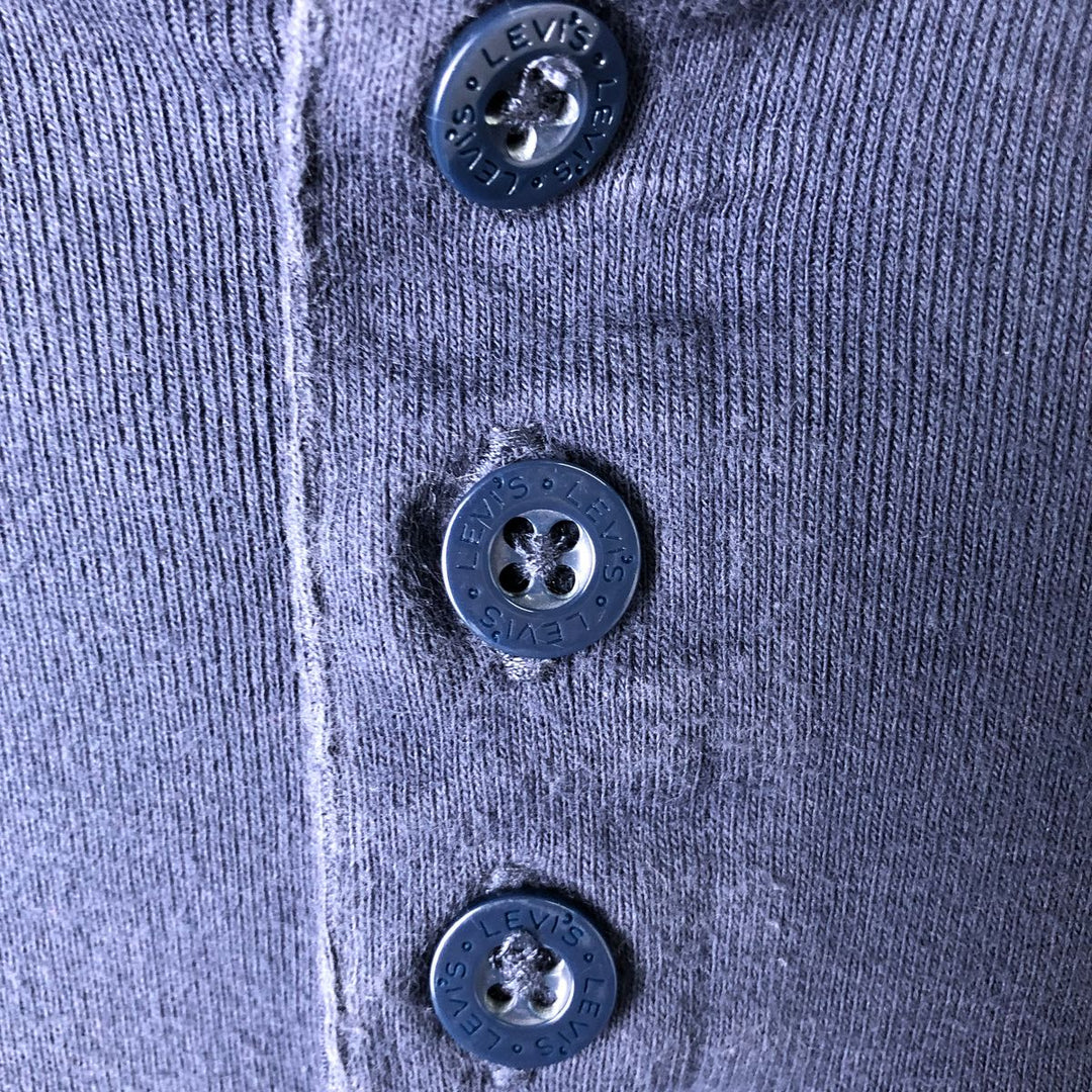 Levi's Henley neck long T-shirt, men's size L cotton navy blue type Vintage Second Hand