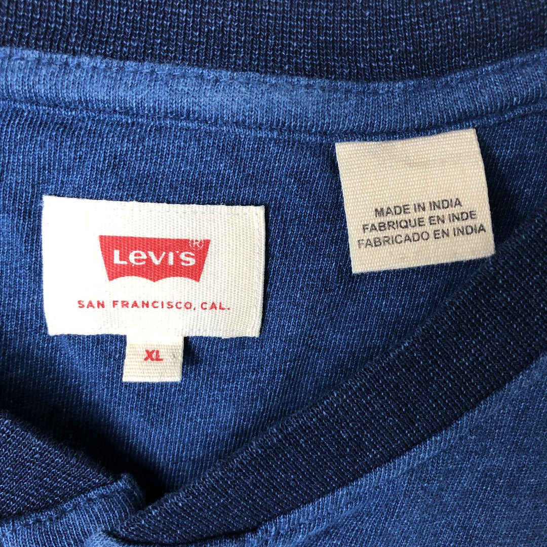 Levi's Henley neck long T-shirt, men's size XL cotton navy blue type Vintage Second Hand