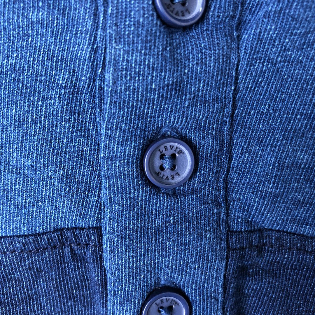 Levi's Henley neck long T-shirt, men's size XL cotton navy blue type Vintage Second Hand