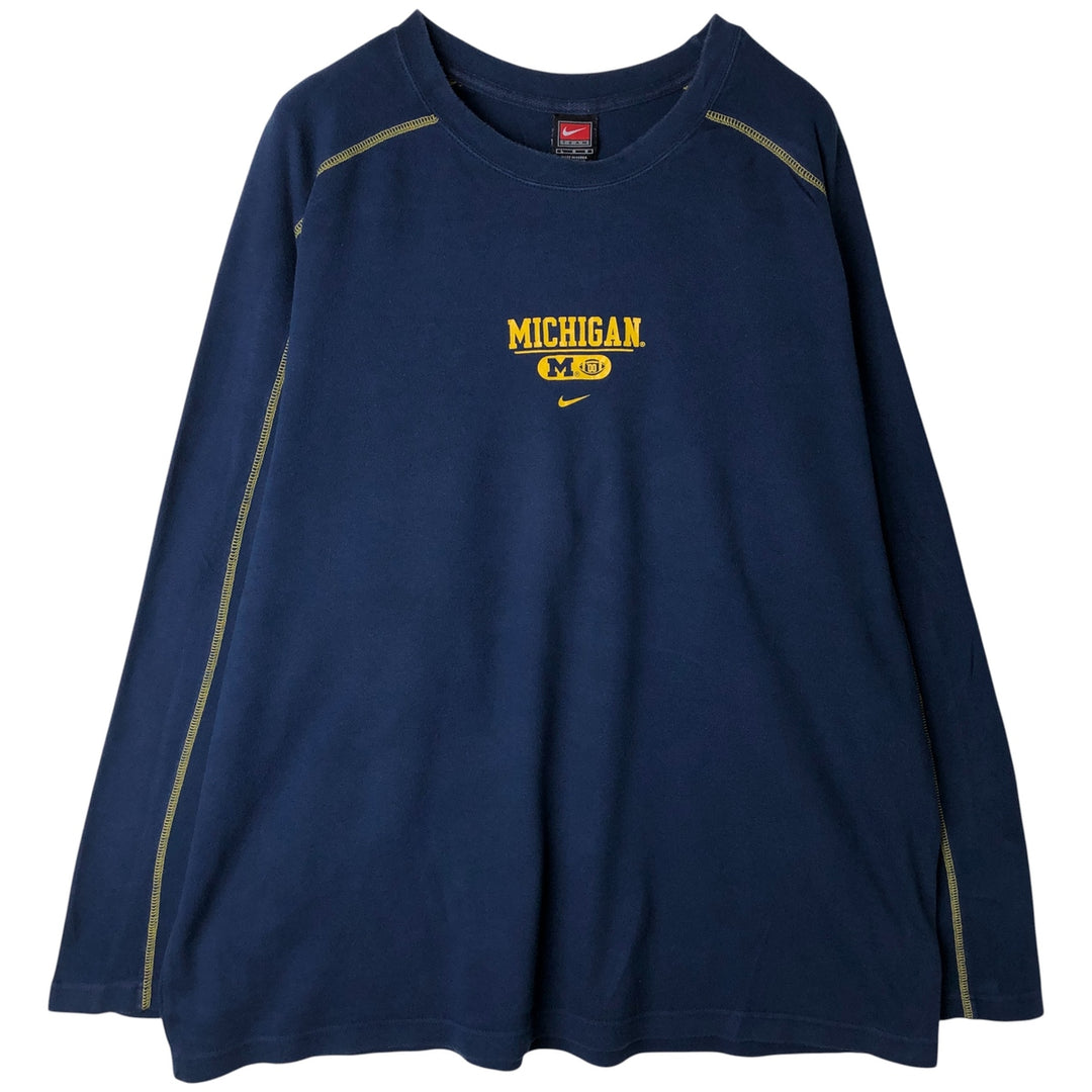 2000'S Nike Team Michigan University College Long Sleeve T-Shirt, Men's Size L cotton navy blue type Vintage Second Hand