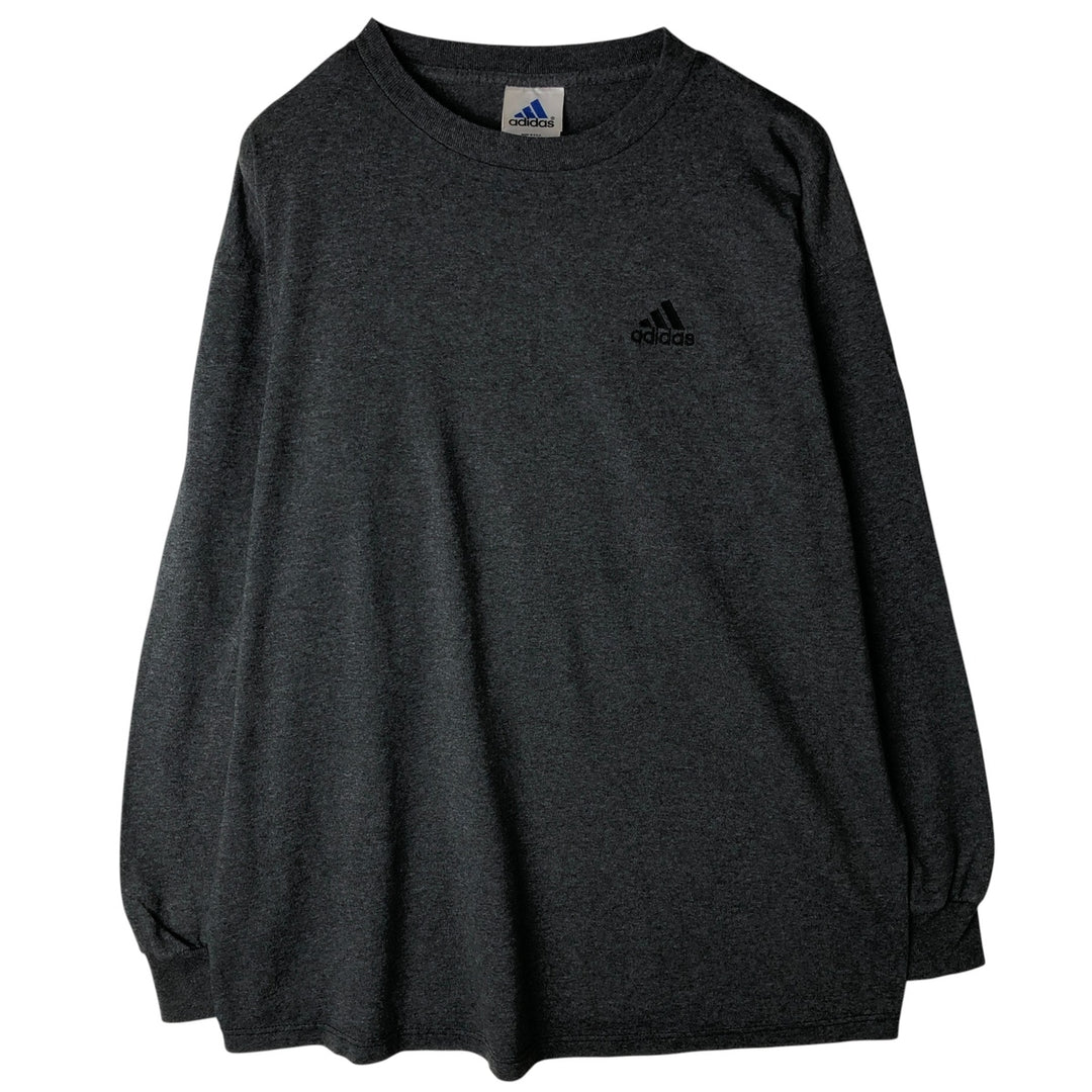 Adidas long-sleeved T-shirt, made in the USA, men's size L cotton Charcoal Vintage Second Hand