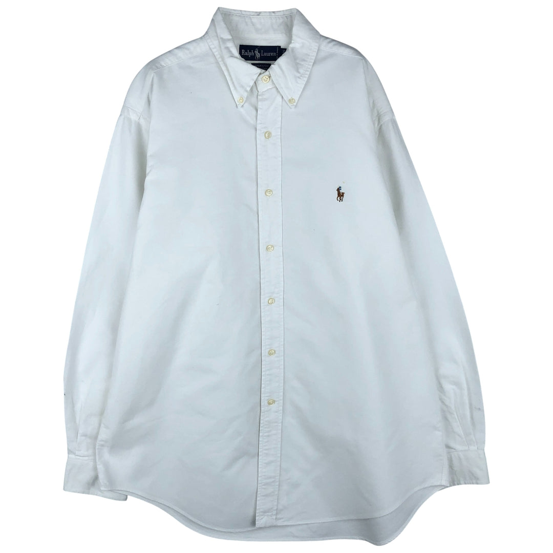 Ralph Lauren YARMOUTH long sleeve button down shirt, men's size L cotton white type Vintage Second Hand