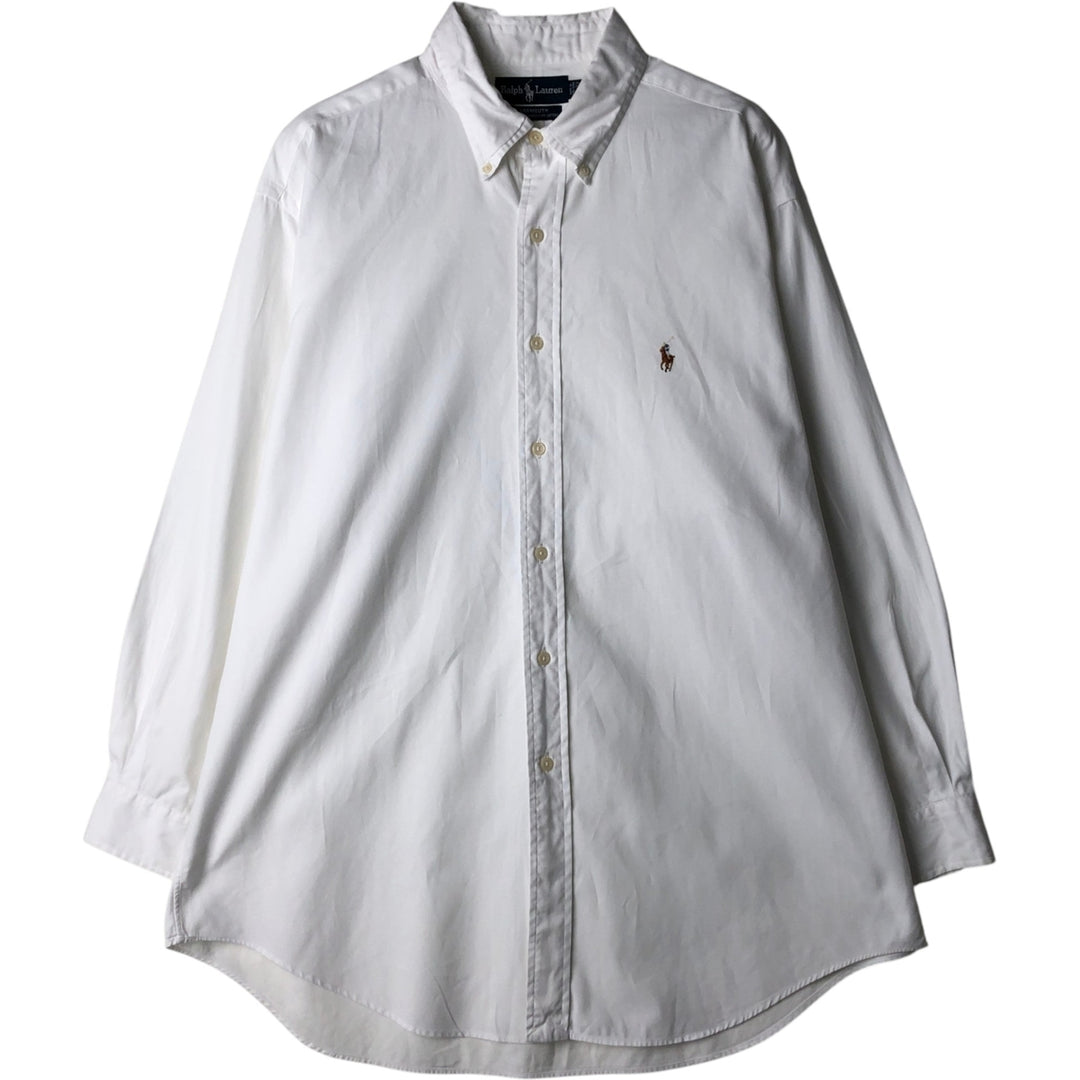 Ralph Lauren YARMOUTH long sleeve button down shirt, men's XL size cotton white type Vintage Second Hand