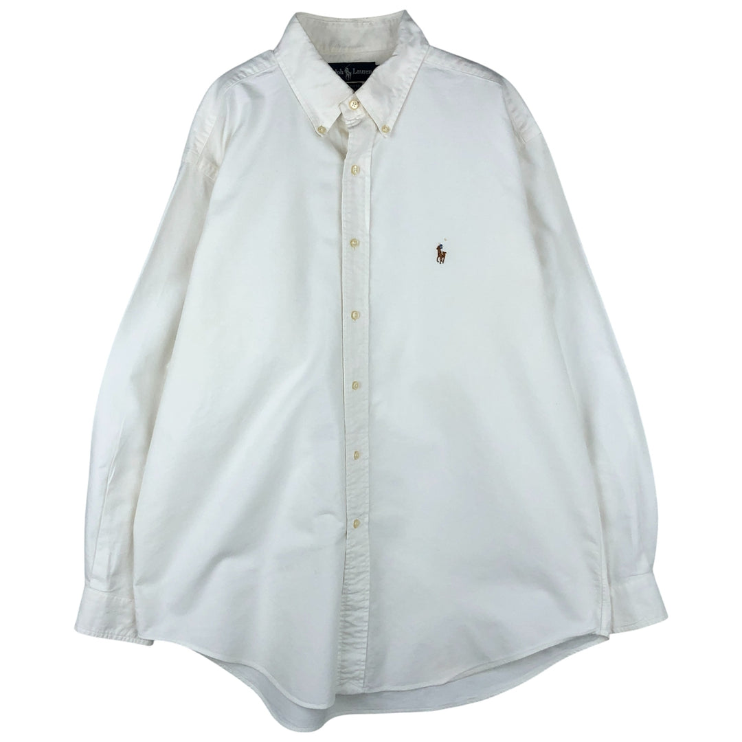 Ralph Lauren YARMOUTH long sleeve button down shirt, men's size L cotton white type Vintage Second Hand