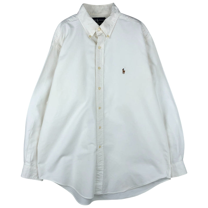 Ralph Lauren YARMOUTH long sleeve button down shirt, men's size L cotton white type Vintage Second Hand