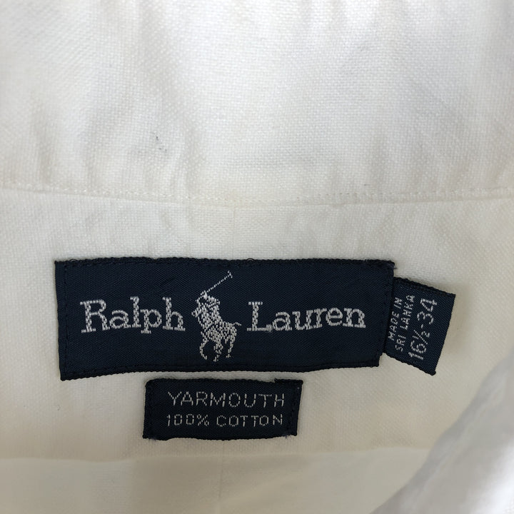 Ralph Lauren YARMOUTH long sleeve button down shirt, men's size L cotton white type Vintage Second Hand