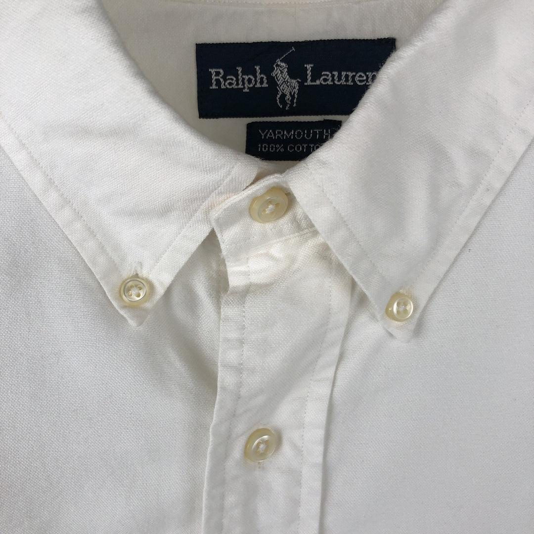 Ralph Lauren YARMOUTH long sleeve button down shirt, men's size L cotton white type Vintage Second Hand
