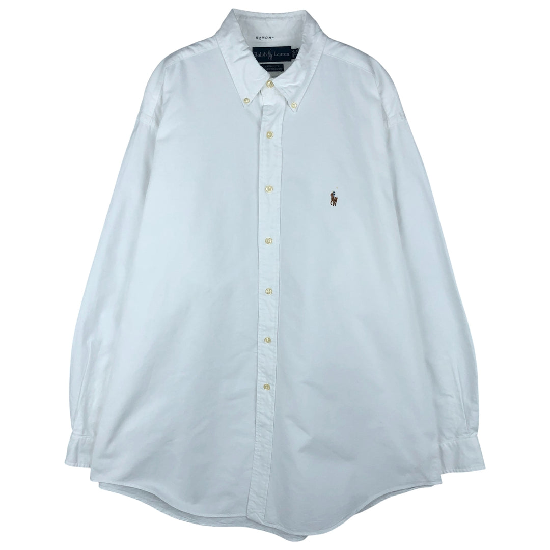 Ralph Lauren YARMOUTH long sleeve button down shirt, men's XL size cotton white type Vintage Second Hand